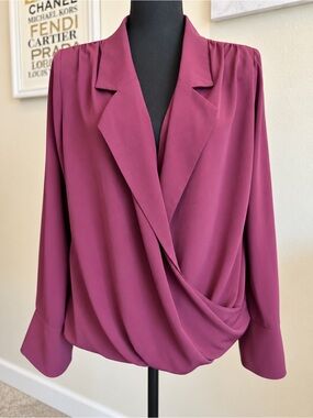 ASOS DESIGN Burgundy Draped Wrap Blouse 12 ~ NWT